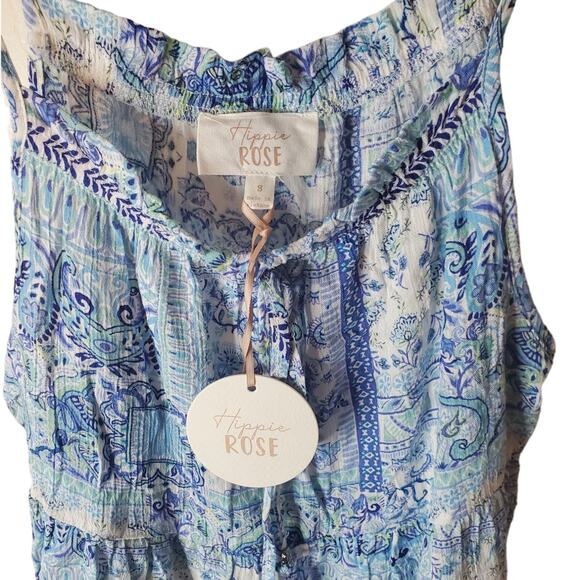 Hippie Rose Lightweight Blue Boho Blouse, NWT, Small - Picture 2 of 6